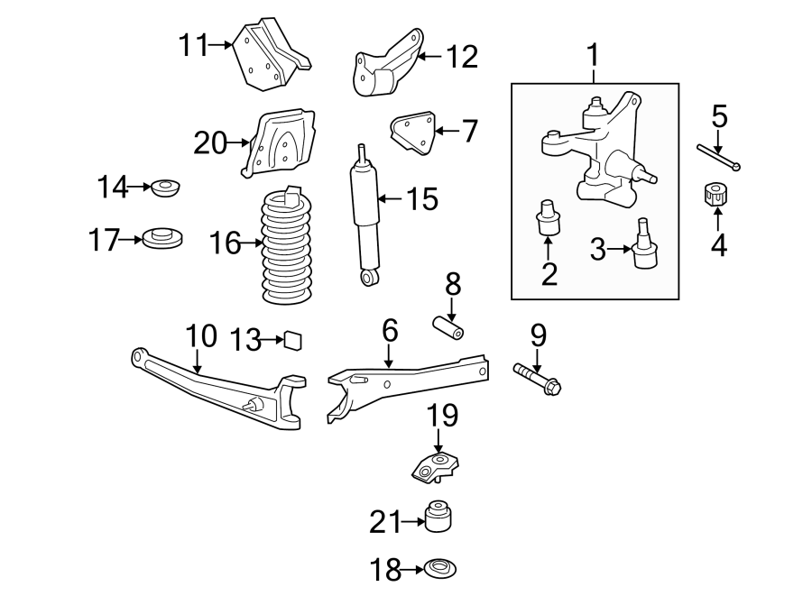 Diagram FRONT SUSPENSION. SUSPENSION COMPONENTS. for your 2021 Ford F-150 3.0L Power-Stroke V6 DIESEL A/T 4WD XLT Extended Cab Pickup Fleetside 