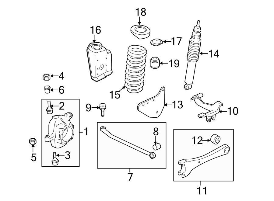 Diagram FRONT SUSPENSION. SUSPENSION COMPONENTS. for your Ford