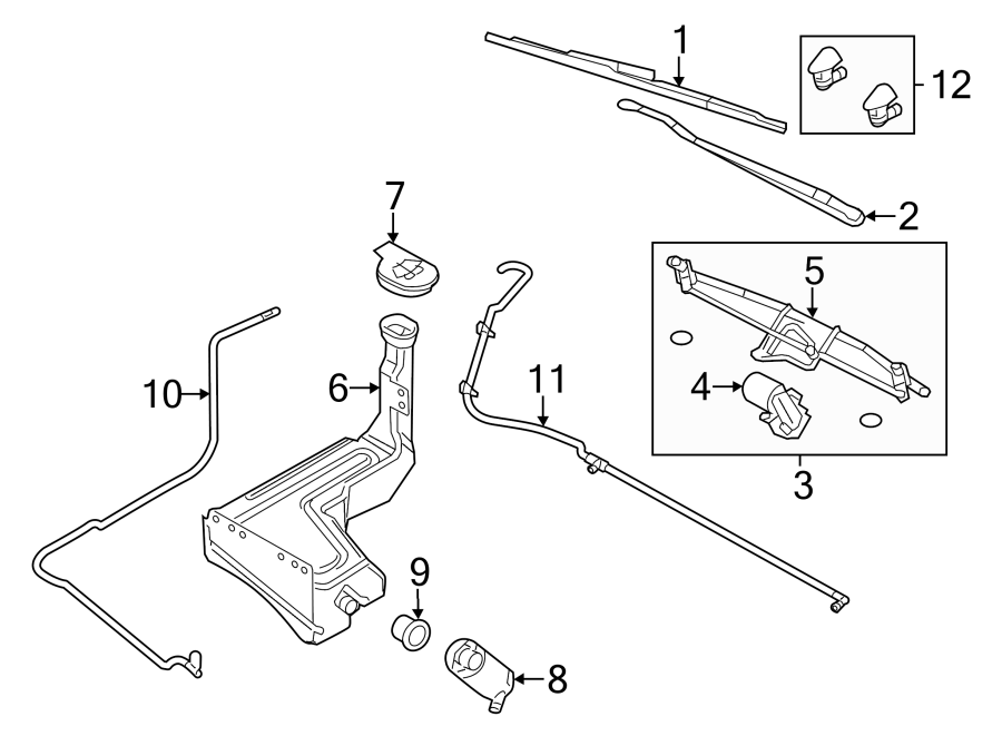 Diagram WINDSHIELD. WIPER & WASHER COMPONENTS. for your 2009 Ford F-150 4.6L V8 A/T RWD XLT Standard Cab Pickup Stepside 