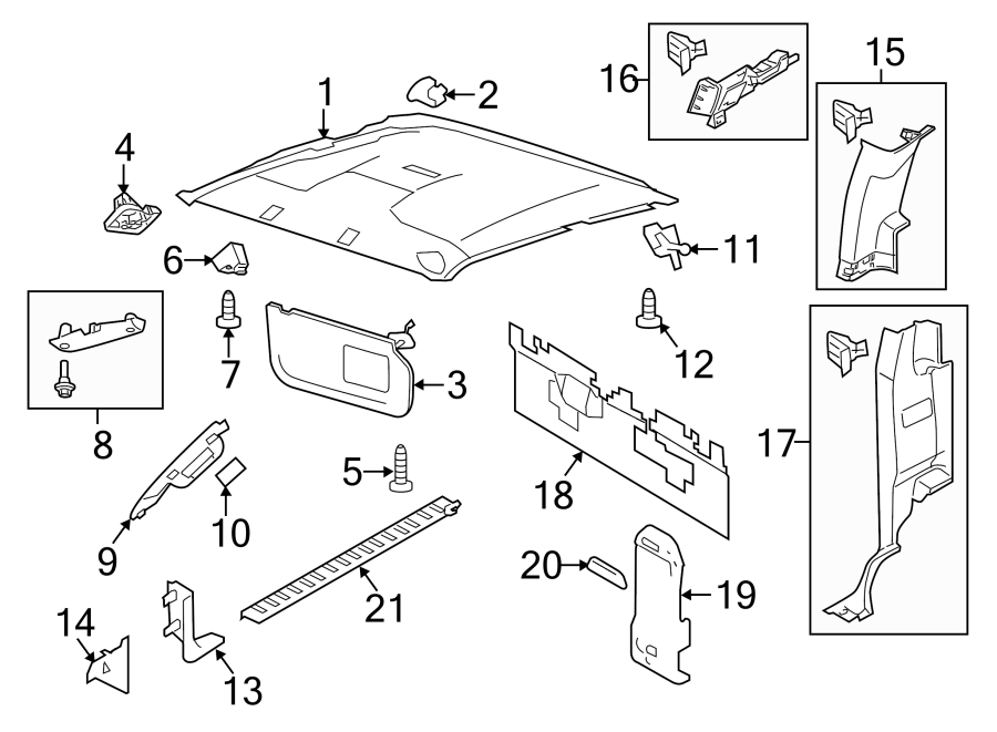 Diagram INTERIOR TRIM. for your 1994 Ford F-150  Lightning Standard Cab Pickup Fleetside 