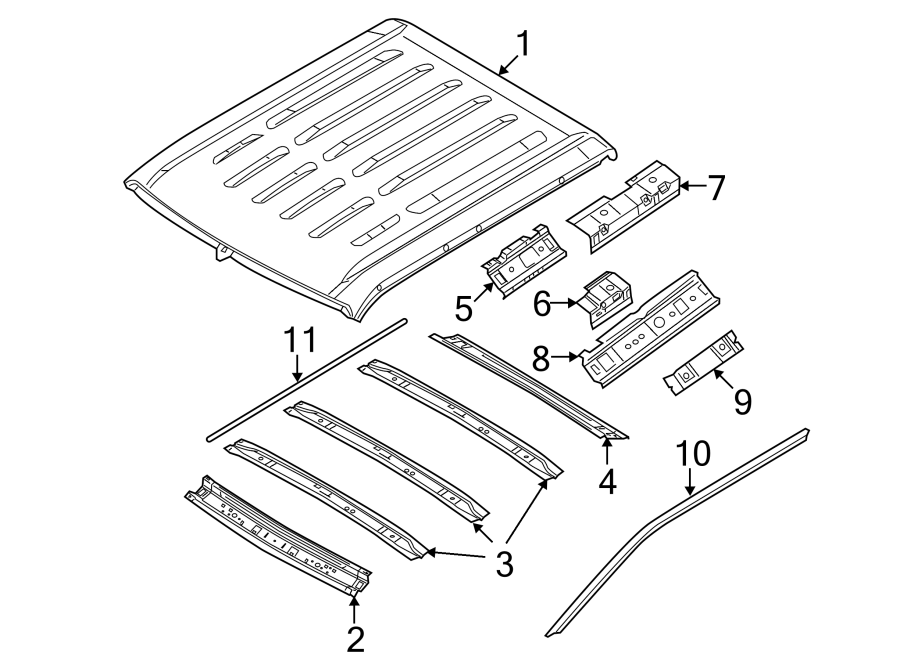 Diagram Side panel. Roof & components. for your 1991 Ford Bronco   