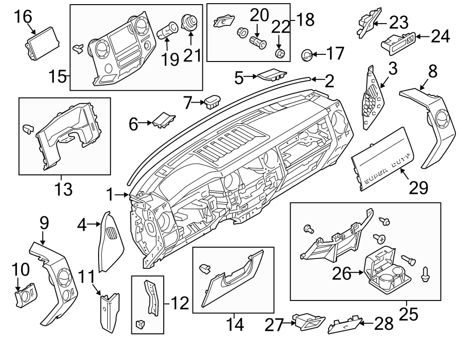 Diagram INSTRUMENT PANEL. for your Ford F-350 Super Duty  