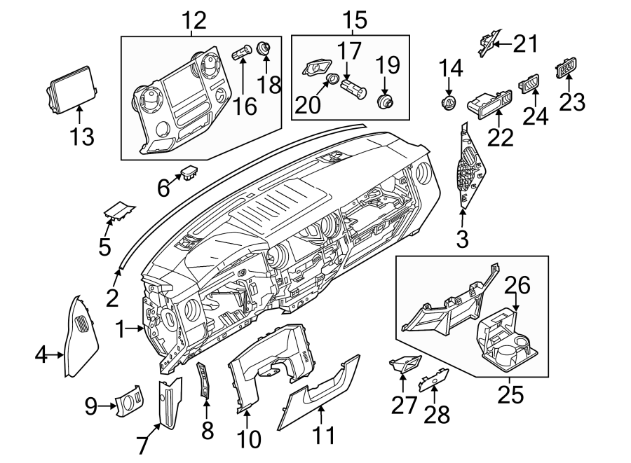 Diagram INSTRUMENT PANEL. for your 2014 Ford F-150 3.7L V6 LPG A/T 4WD XL Crew Cab Pickup Fleetside 