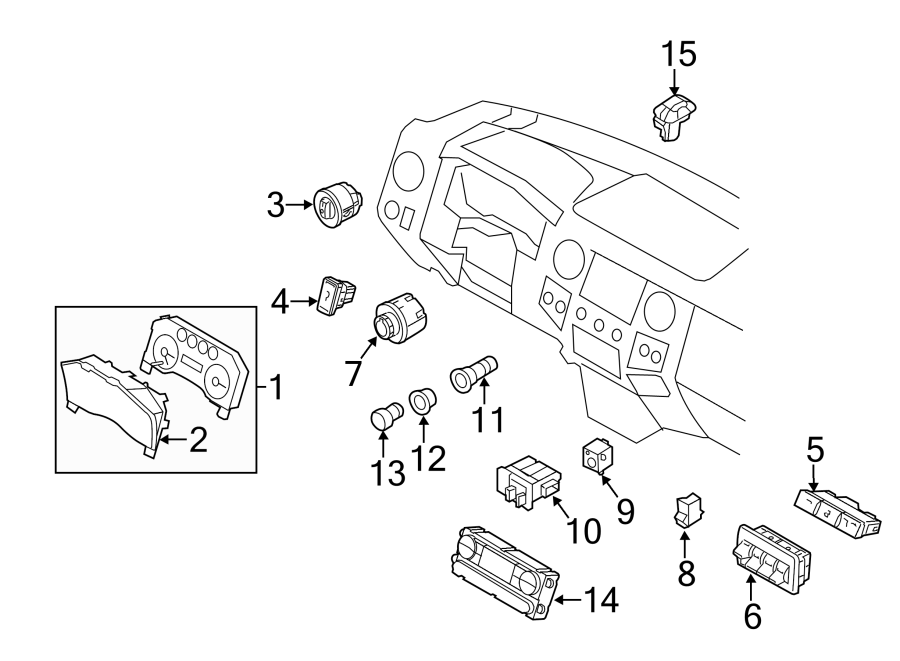 Diagram INSTRUMENT PANEL. CLUSTER & SWITCHES. for your Ford F-350 Super Duty  