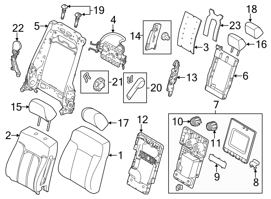 Diagram SEATS & TRACKS. FRONT SEAT COMPONENTS. for your 2015 Lincoln MKZ   