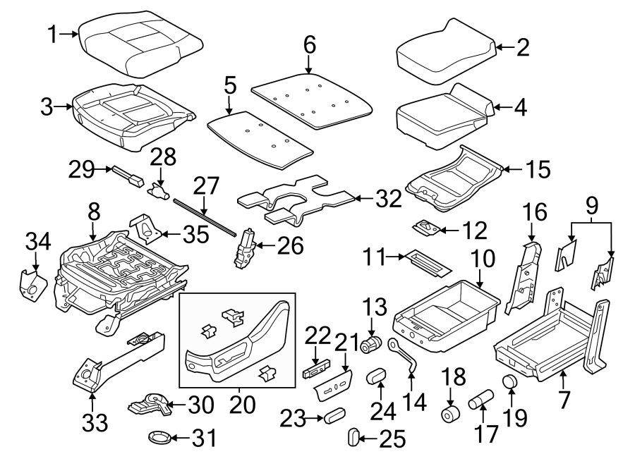 Diagram SEATS & TRACKS. FRONT SEAT COMPONENTS. for your 2009 Ford F-150 4.6L V8 A/T RWD XL Standard Cab Pickup Fleetside 