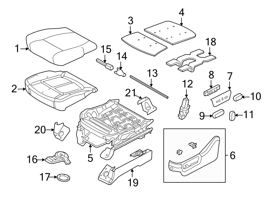 Diagram SEATS & TRACKS. FRONT SEAT COMPONENTS. for your 2009 Ford F-150 4.6L V8 A/T RWD XL Extended Cab Pickup Fleetside 