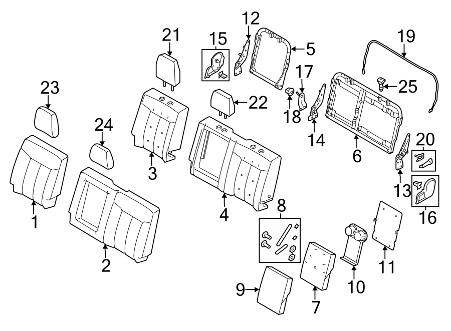 Diagram SEATS & TRACKS. REAR SEAT COMPONENTS. for your 2015 Lincoln MKZ   