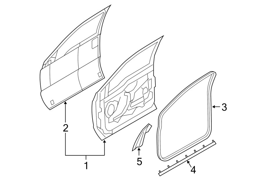 Diagram FRONT DOOR. DOOR & COMPONENTS. for your 2013 Ford F-150 3.7L V6 FLEX A/T 4WD XLT Extended Cab Pickup Fleetside 