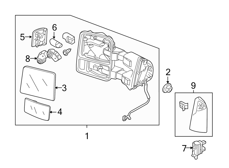 Diagram FRONT DOOR. OUTSIDE MIRRORS. for your 2013 Ford F-250 Super Duty   