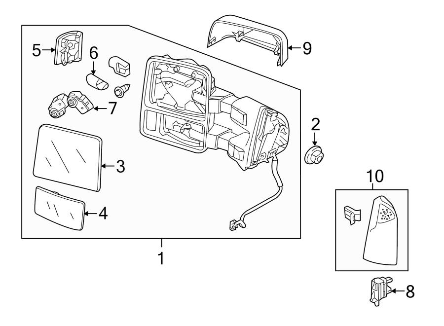 Diagram FRONT DOOR. OUTSIDE MIRRORS. for your 2009 Ford F-150 4.6L Triton V8 A/T 4WD XLT Extended Cab Pickup Stepside 