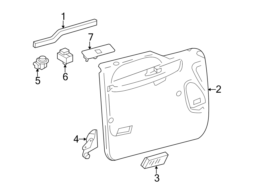 Diagram FRONT DOOR. INTERIOR TRIM. for your Ford