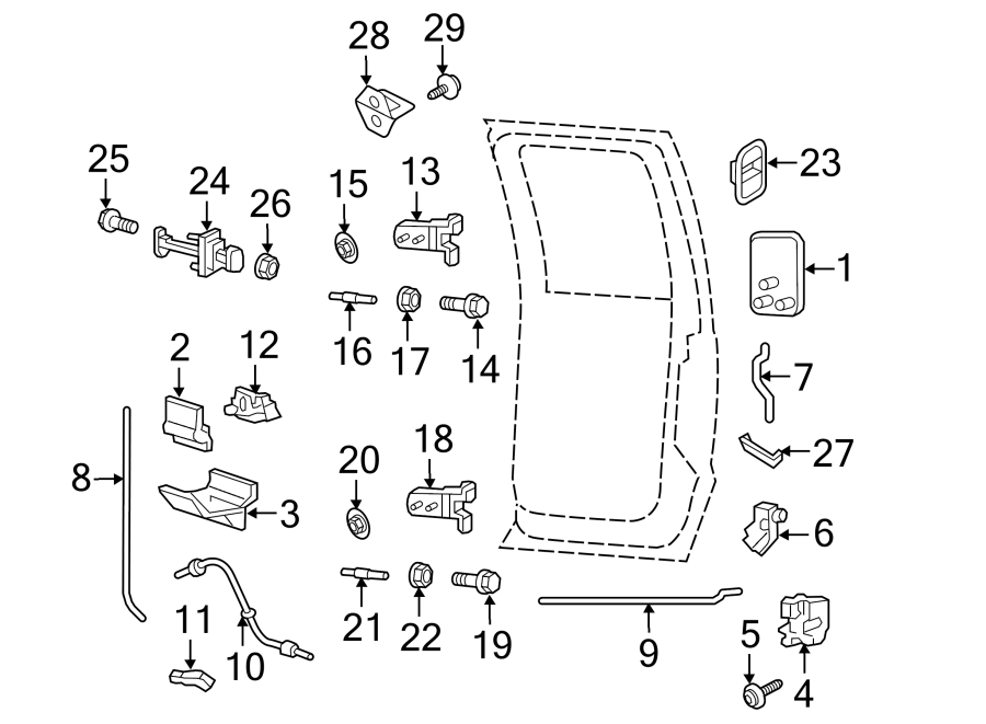 Diagram REAR DOOR. LOCK & HARDWARE. for your 2019 Lincoln MKZ Reserve II Sedan  