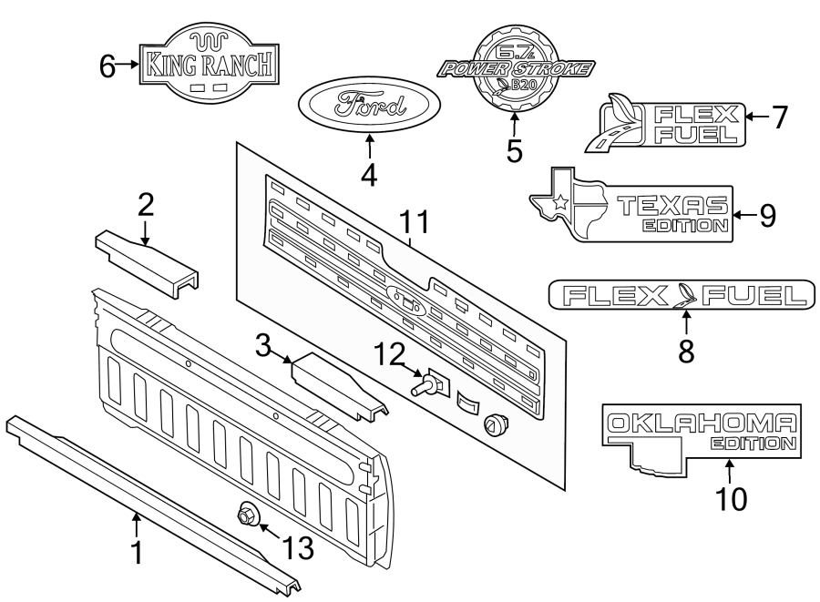 Diagram PICK UP BOX. EXTERIOR TRIM. for your 2013 Ford F-150 3.5L EcoBoost V6 A/T 4WD FX4 Extended Cab Pickup Fleetside 