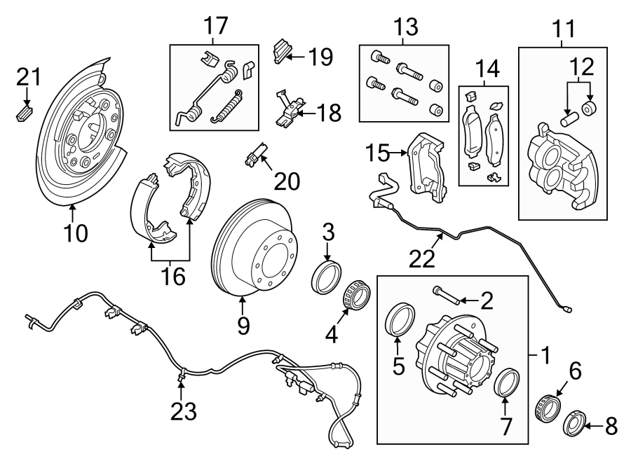 Diagram REAR SUSPENSION. BRAKE COMPONENTS. for your 2013 Ford F-150  SVT Raptor Extended Cab Pickup Fleetside 