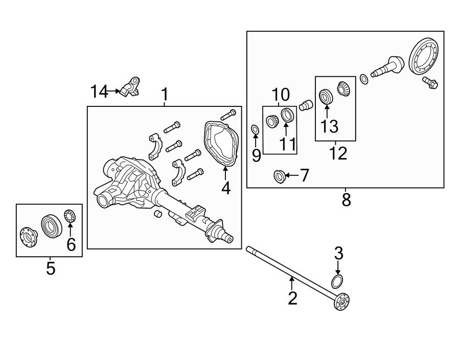 Diagram REAR SUSPENSION. AXLE HOUSING. for your 1998 Ford F-150 4.6L Triton (Windsor) V8 A/T RWD Base Standard Cab Pickup Fleetside 