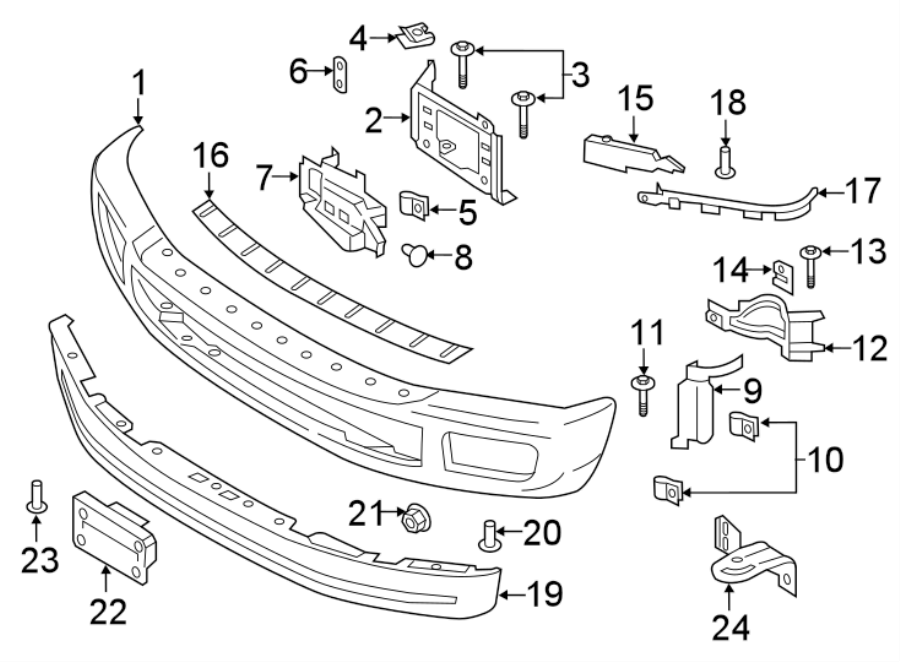 Diagram FRONT BUMPER. BUMPER & COMPONENTS. for your 2014 Ford F-150 6.2L V8 A/T RWD XLT Crew Cab Pickup Fleetside 