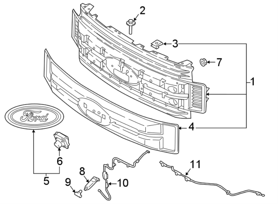 Diagram GRILLE & COMPONENTS. for your 2019 Lincoln MKZ Hybrid Sedan  