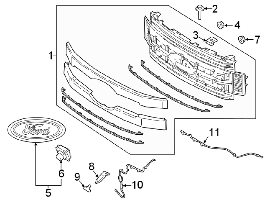 Diagram GRILLE & COMPONENTS. for your 2019 Lincoln MKZ Hybrid Sedan  