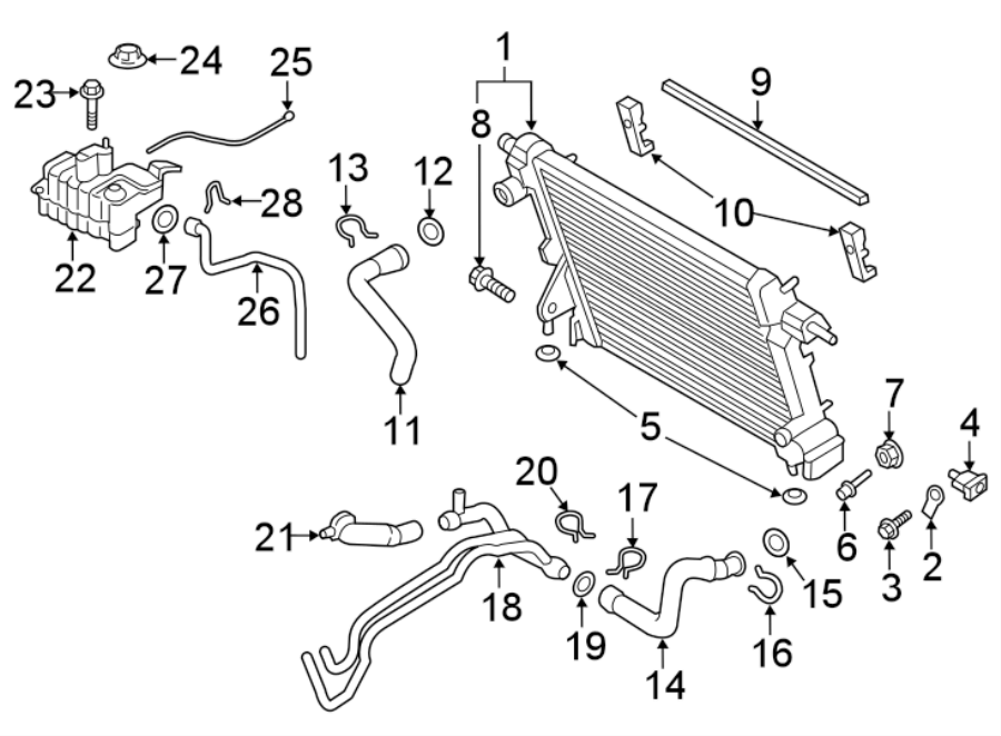 Diagram RADIATOR & COMPONENTS. for your 2005 Ford F-350 Super Duty   