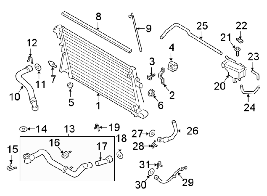 Diagram RADIATOR & COMPONENTS. for your 1999 Ford Explorer   