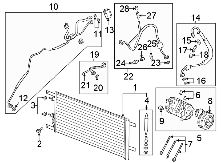 Diagram AIR CONDITIONER & HEATER. COMPRESSOR & LINES. CONDENSER. for your 2017 Ford F-250 Super Duty   