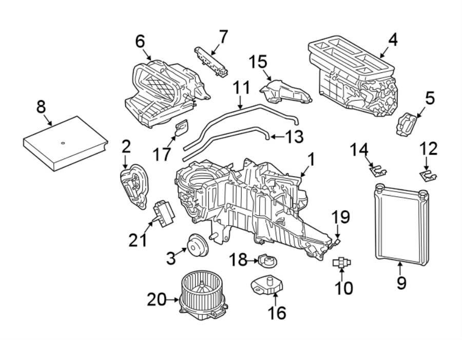 Diagram AIR CONDITIONER & HEATER. EVAPORATOR & HEATER COMPONENTS. for your Ford F-350 Super Duty  