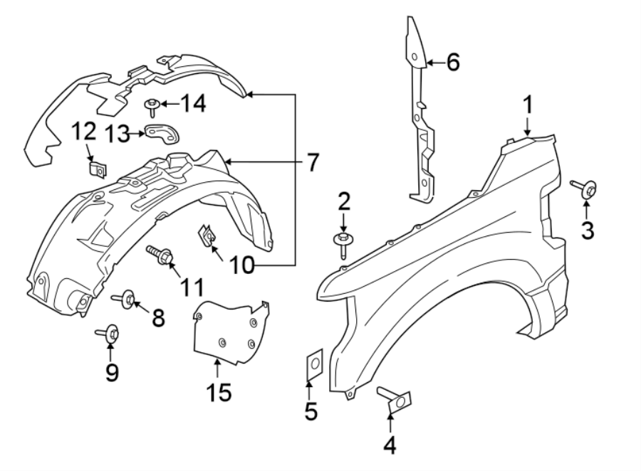 Diagram FENDER & COMPONENTS. for your Ford F-250 Super Duty  