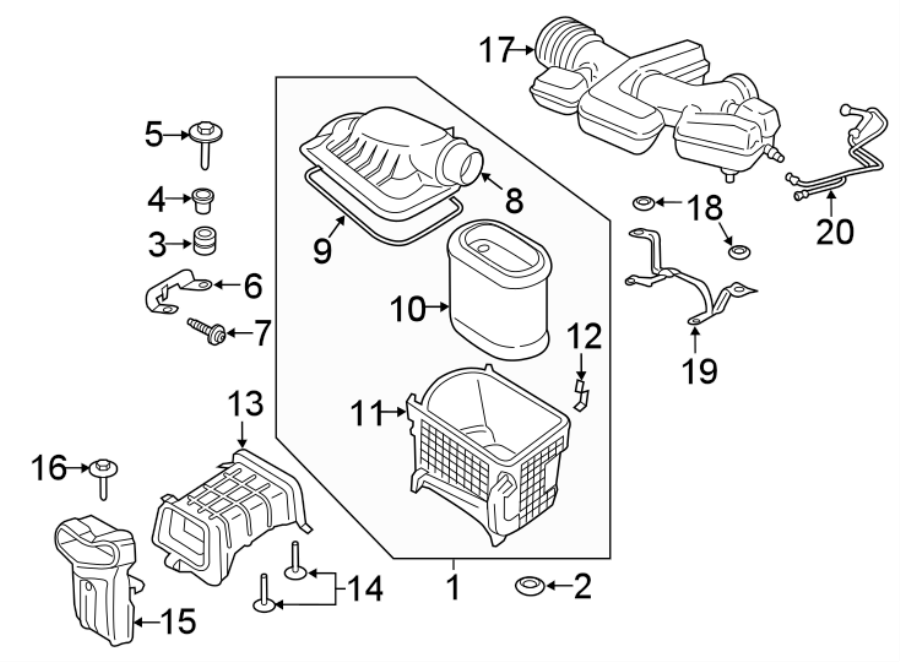 Diagram AIR INTAKE. for your 2019 Lincoln MKZ Reserve II Sedan  