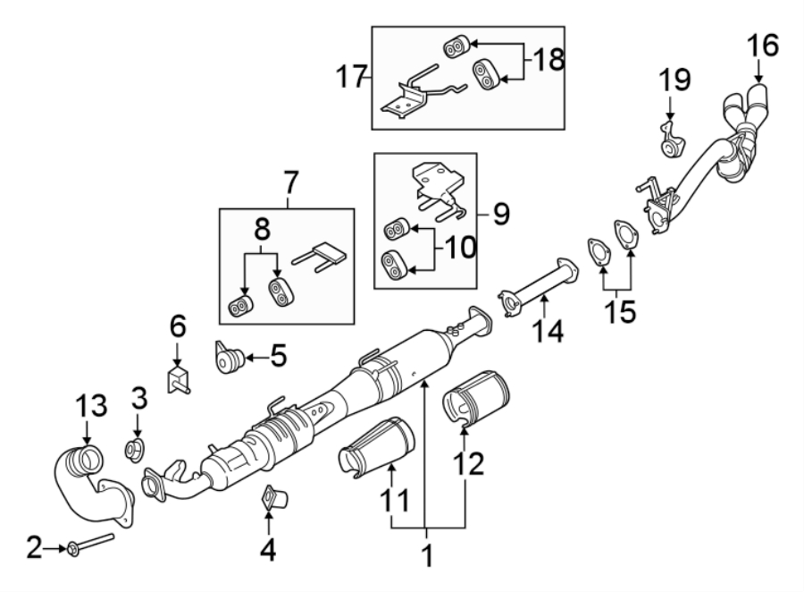 Diagram EXHAUST SYSTEM. EXHAUST COMPONENTS. for your 2022 Ford Bronco   