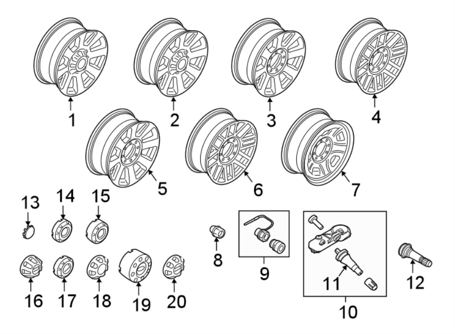 Diagram WHEELS. for your Ford F-250 Super Duty  