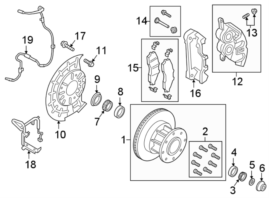 Diagram FRONT SUSPENSION. BRAKE COMPONENTS. for your 2011 Ford F-150   