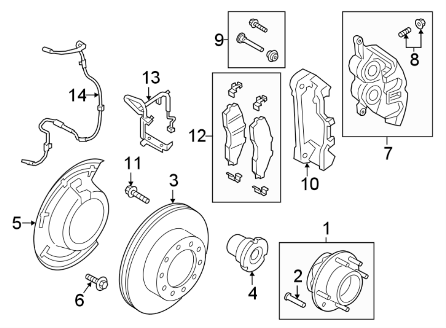 Diagram FRONT SUSPENSION. BRAKE COMPONENTS. for your 2024 Ford F-150   