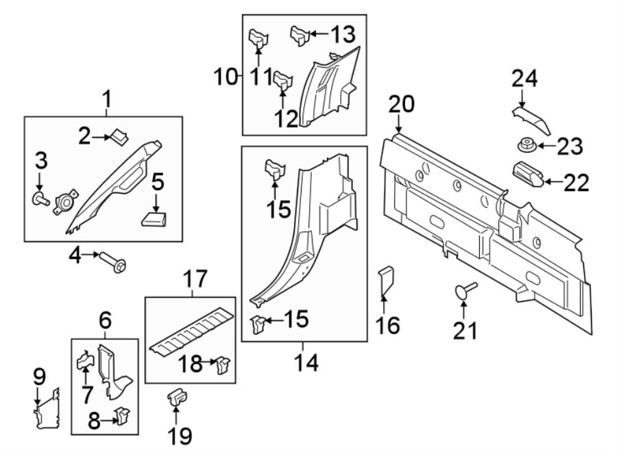 Diagram INTERIOR TRIM. for your 2003 Ford F-150 5.4L Triton V8 CNG M/T RWD XLT Crew Cab Pickup Stepside 