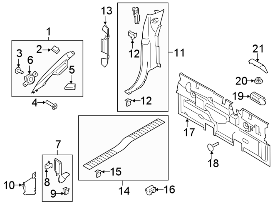 Diagram INTERIOR TRIM. for your 1999 Ford F-150   