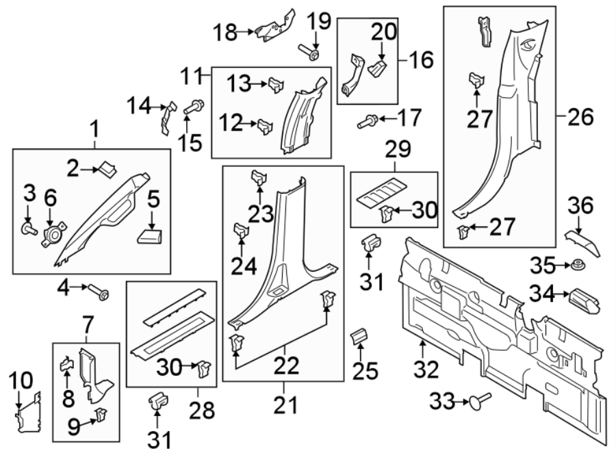 Diagram INTERIOR TRIM. for your Ford F-350 Super Duty  