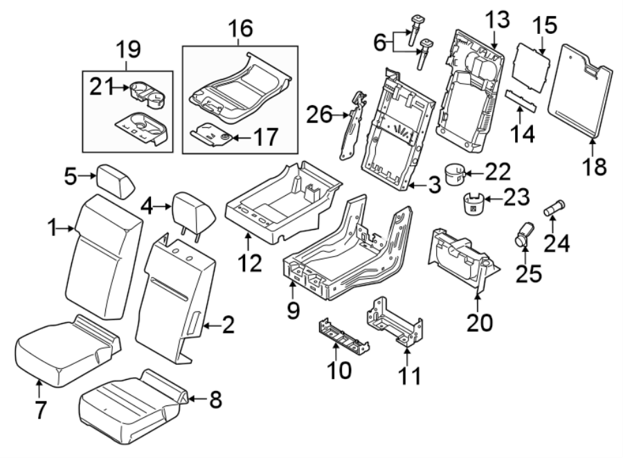 Diagram SEATS & TRACKS. FRONT SEAT COMPONENTS. for your Ford F-350 Super Duty  