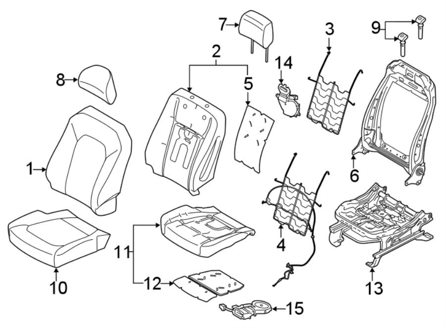 Diagram SEATS & TRACKS. FRONT SEAT COMPONENTS. for your 1991 Ford F-150   