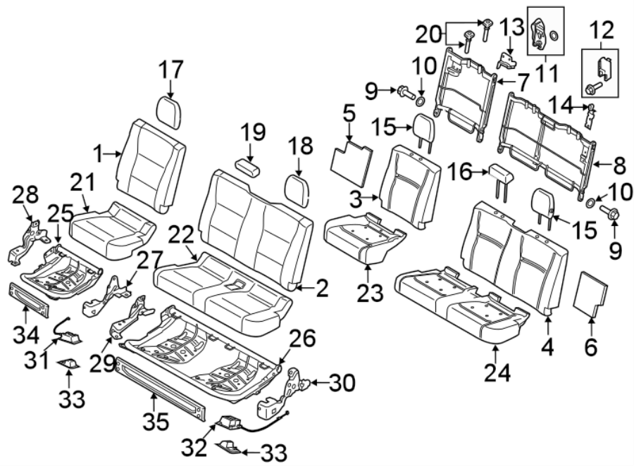 Diagram Seats & tracks. Rear seat components. for your 2015 Lincoln MKZ   