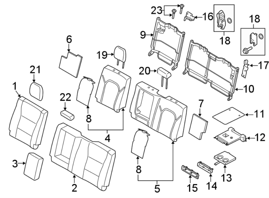 Diagram SEATS & TRACKS. REAR SEAT COMPONENTS. for your 2016 Ford Explorer   