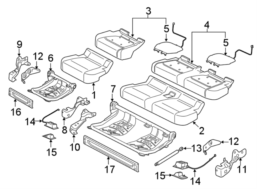 Diagram SEATS & TRACKS. REAR SEAT COMPONENTS. for your Lincoln MKZ  