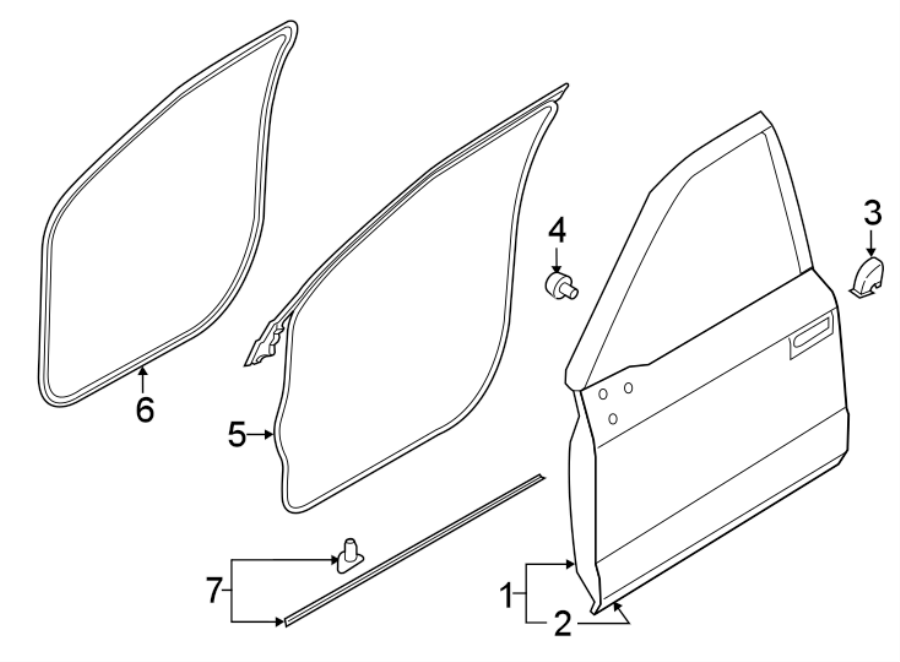 Diagram FRONT DOOR. DOOR & COMPONENTS. for your 2024 Ford F-150  Platinum Crew Cab Pickup Fleetside 