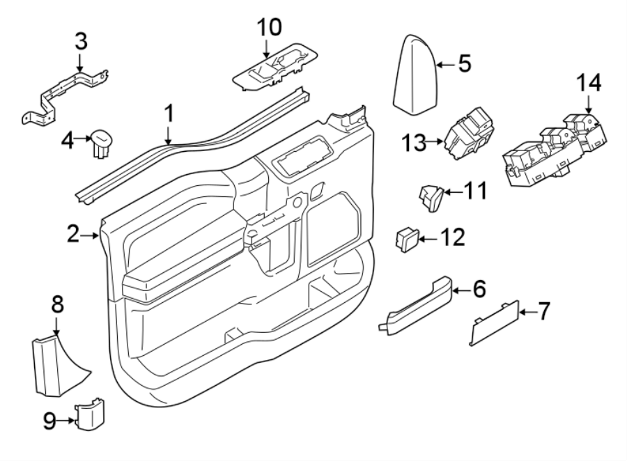 Diagram FRONT DOOR. INTERIOR TRIM. for your Ford F-350 Super Duty  