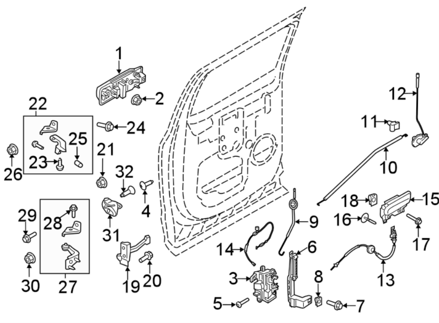 Diagram Rear door. Lock & hardware. for your 2011 Ford F-150   