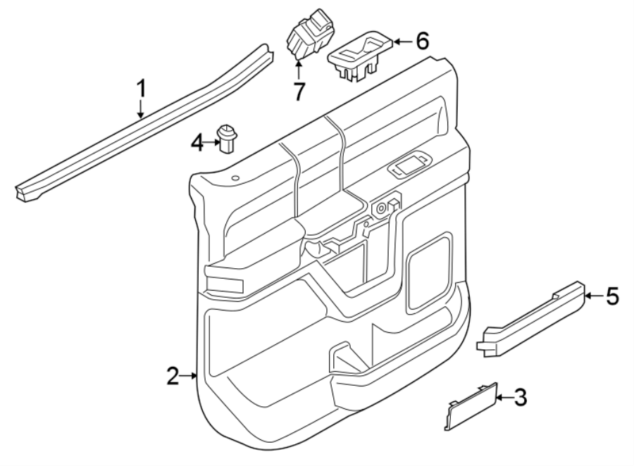 Diagram REAR DOOR. INTERIOR TRIM. for your 2012 Ford F-250 Super Duty 6.7L Power-Stroke V8 DIESEL A/T 4WD XLT Crew Cab Pickup Fleetside 