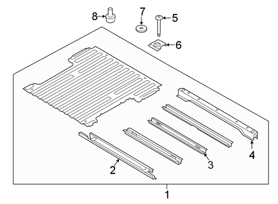 Diagram PICK UP BOX. FLOOR PAN. for your 2013 Ford F-150 3.5L EcoBoost V6 A/T RWD XLT Extended Cab Pickup Fleetside 