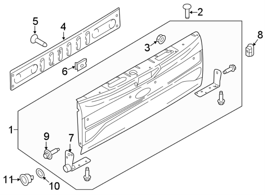 Diagram TAIL GATE. for your 2017 Ford F-350 Super Duty 6.7L Power-Stroke V8 DIESEL A/T 4WD XLT Extended Cab Pickup Fleetside 