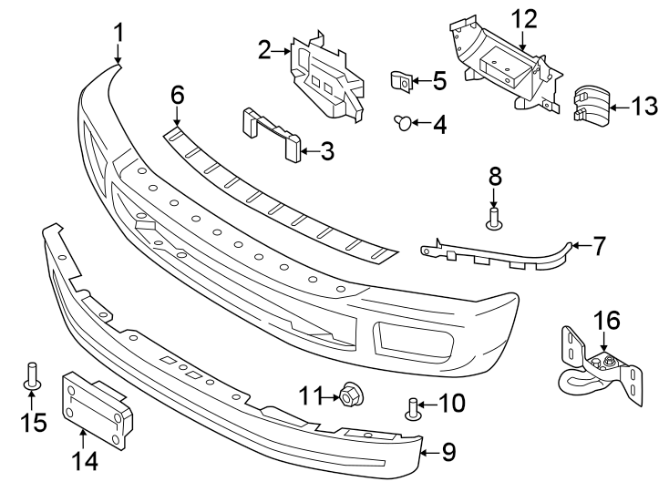 Diagram FRONT BUMPER. BUMPER & COMPONENTS. for your 2016 Ford F-150 3.5L Duratec V6 FLEX A/T RWD XLT Crew Cab Pickup Fleetside 