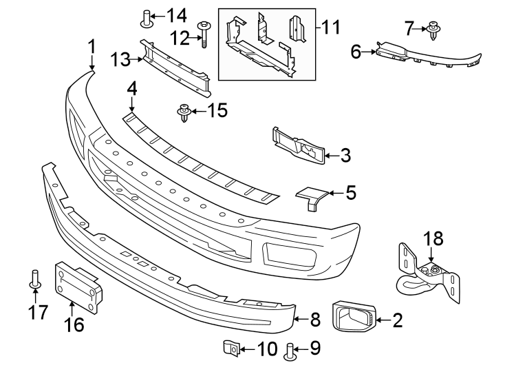 Diagram Front bumper. Bumper & components. for your 2019 Lincoln MKZ Base Sedan  