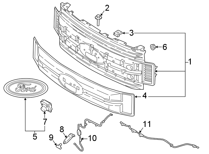 Diagram GRILLE & COMPONENTS. for your 2017 Lincoln MKZ Premiere Sedan 2.0L EcoBoost A/T FWD 